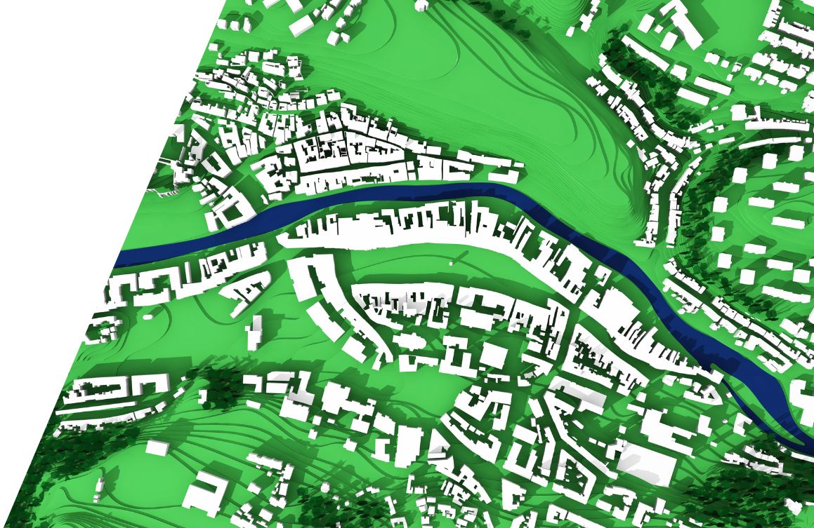 3D view of a town