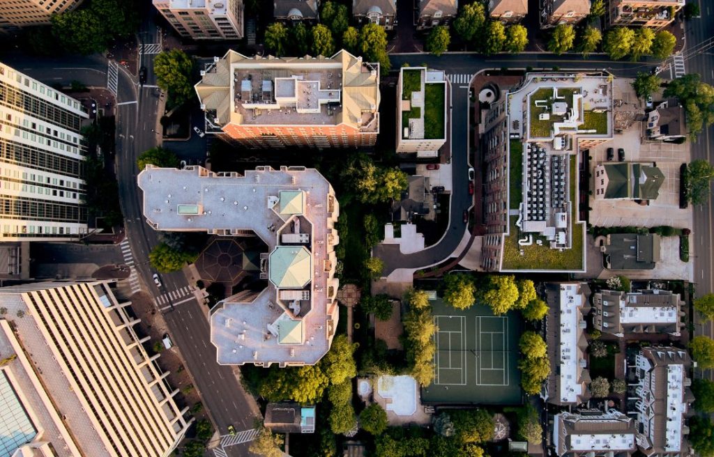 overhead city shot